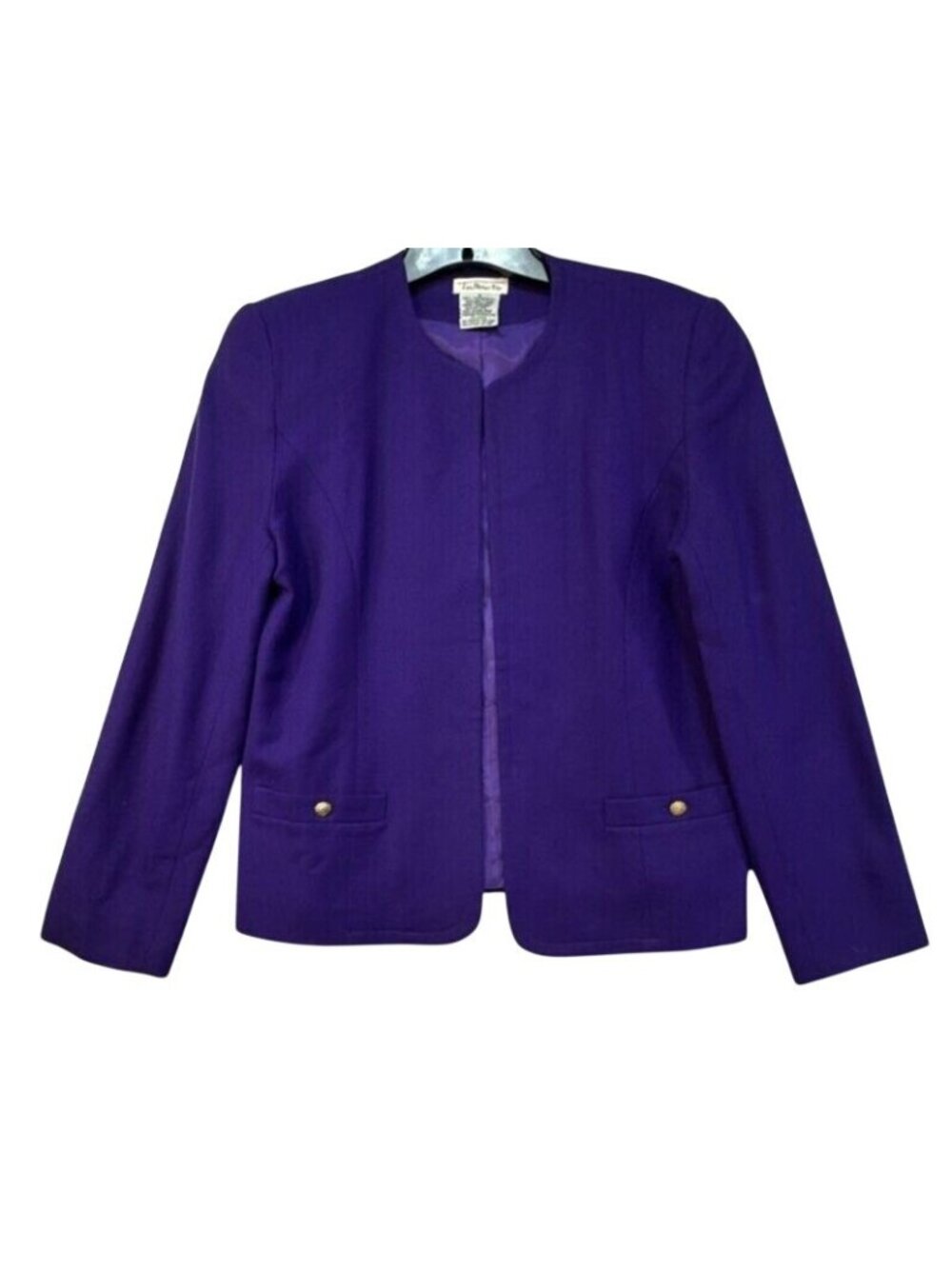 Talbots Purple Wool Blazer Womens Size 8 Lined Gold Button Details Classic Jacke